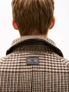 Relaxed Wool Blend Check Coat — Brown 2