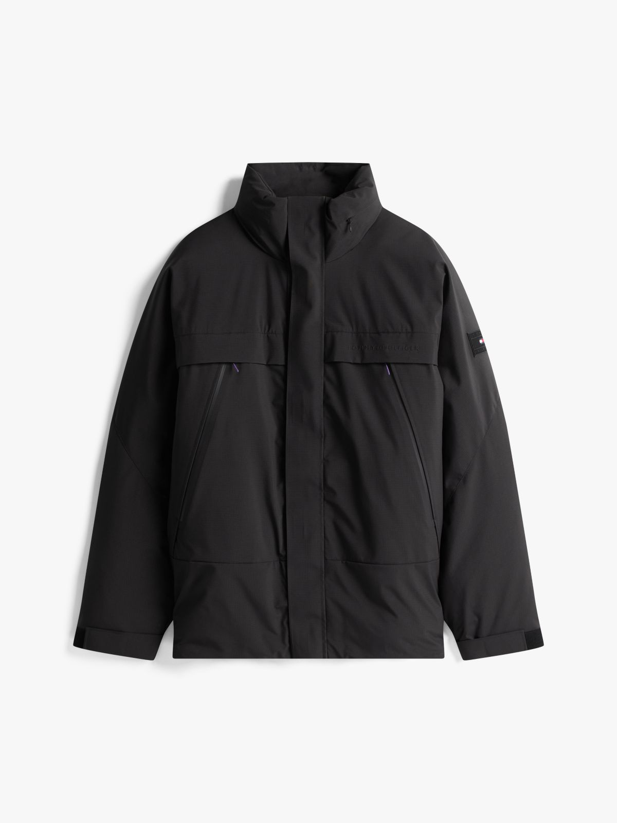 Tech Water Repellent Ripstop Padded Jacket — Black