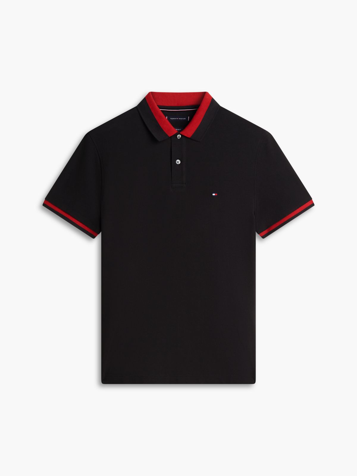 Regular Fit Colour-Blocked Collar Polo Shirt — Black