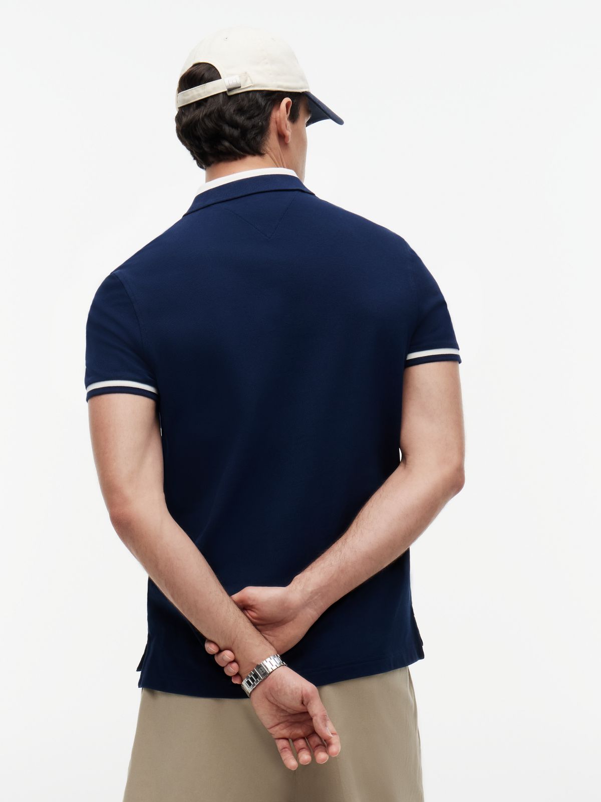 Regular Fit Colour-Blocked Collar Polo Shirt — Blue