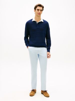 blue harlem tapered leg twill chinos for men tommy hilfiger