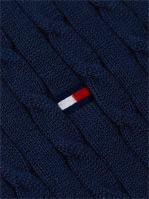 blue cable knit short sleeve polo jumper for men tommy hilfiger