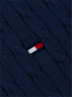 Cable Knit Short Sleeve Polo Jumper — Blue 6