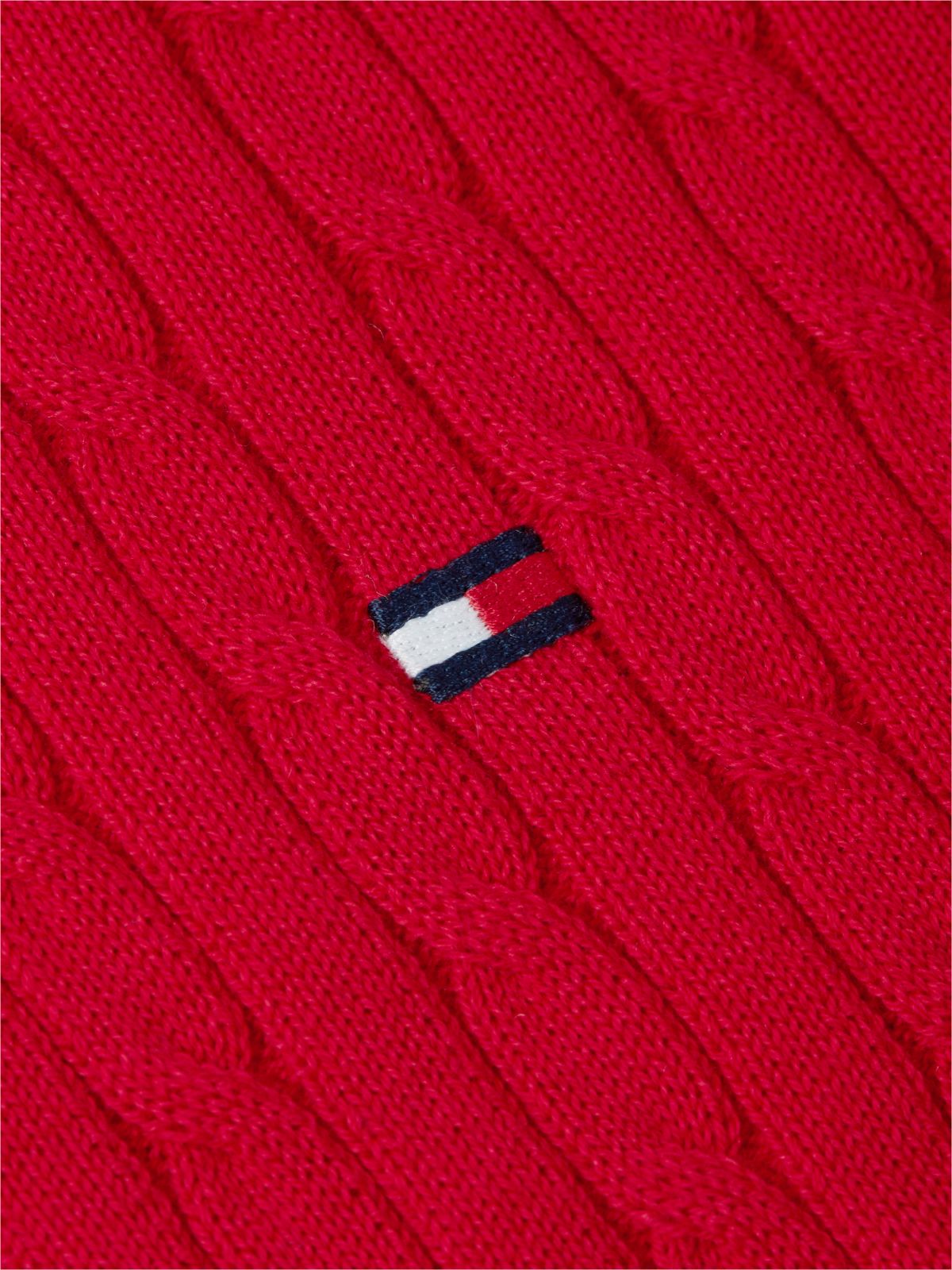Cable Knit Short Sleeve Polo Jumper — Red