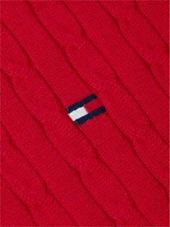 Cable Knit Short Sleeve Polo Jumper — Red 6
