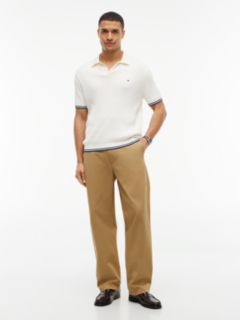 Cable Knit Short Sleeve Polo Jumper — White 2