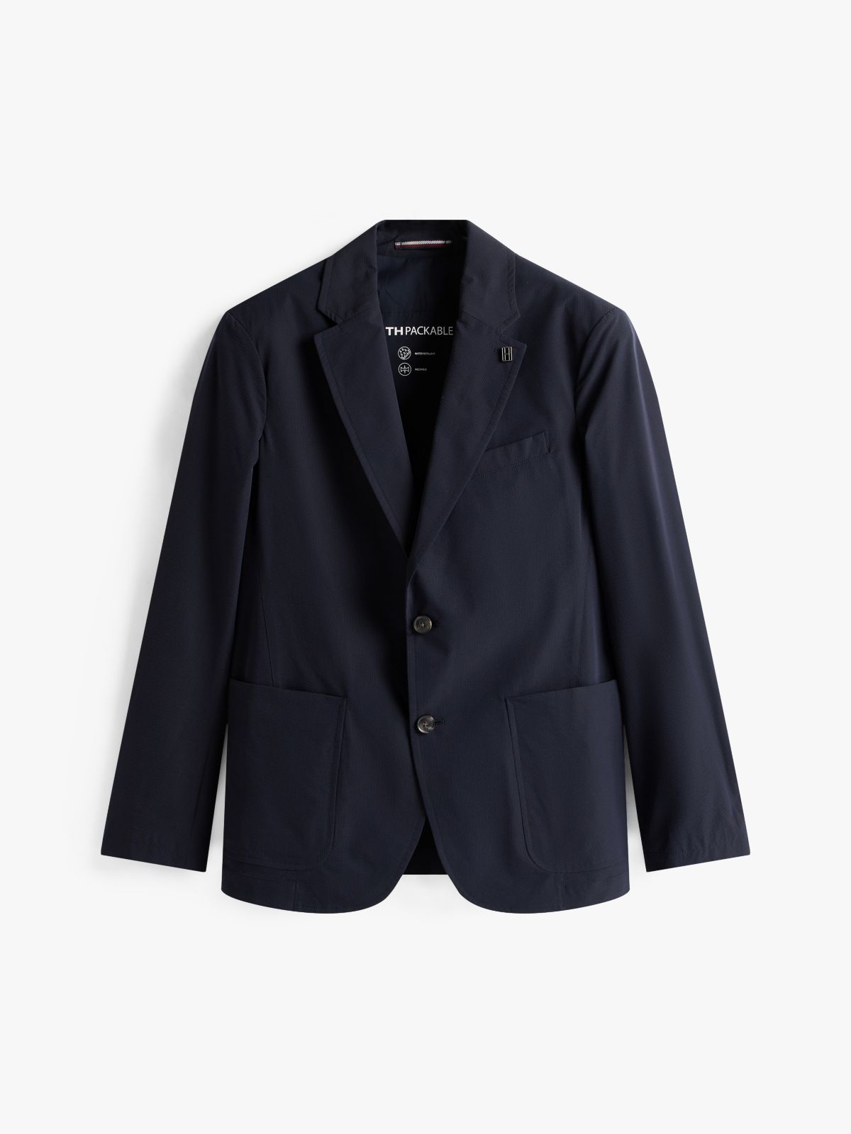 Performance Packable Water Repellent Seersucker Blazer — Blue