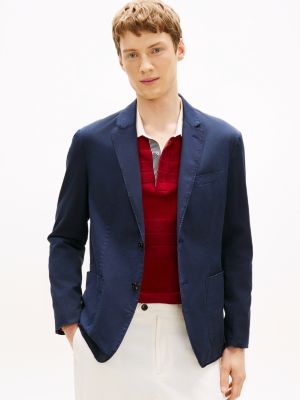 blue smart casual washed regular fit blazer for men tommy hilfiger