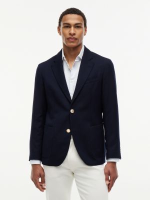 blue smart casual regular fit pure wool blazer for men tommy hilfiger