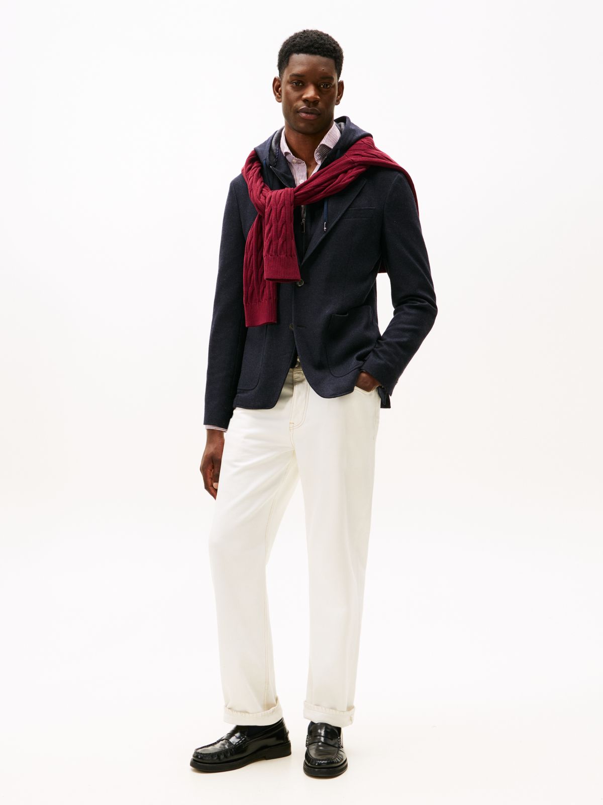 Smart Casual Wool Blend Hooded Blazer — Blue
