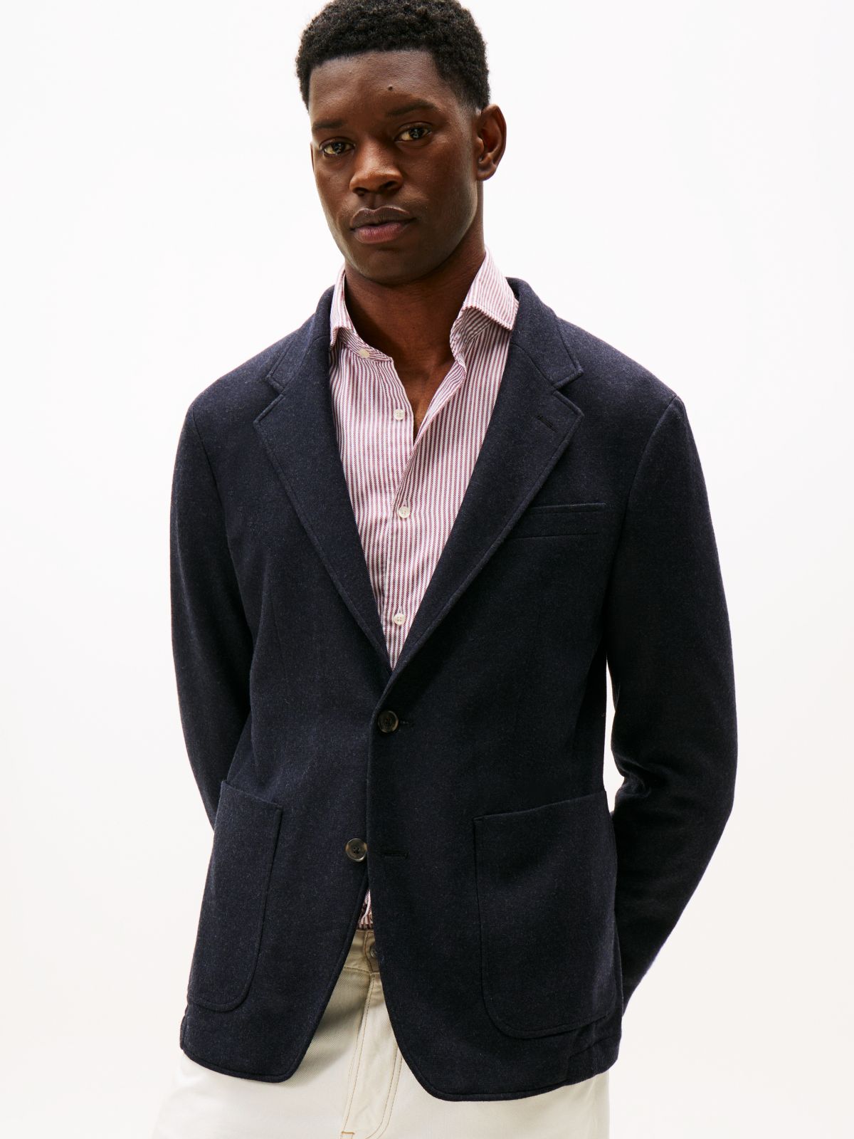 Smart Casual Wool Blend Hooded Blazer — Blue