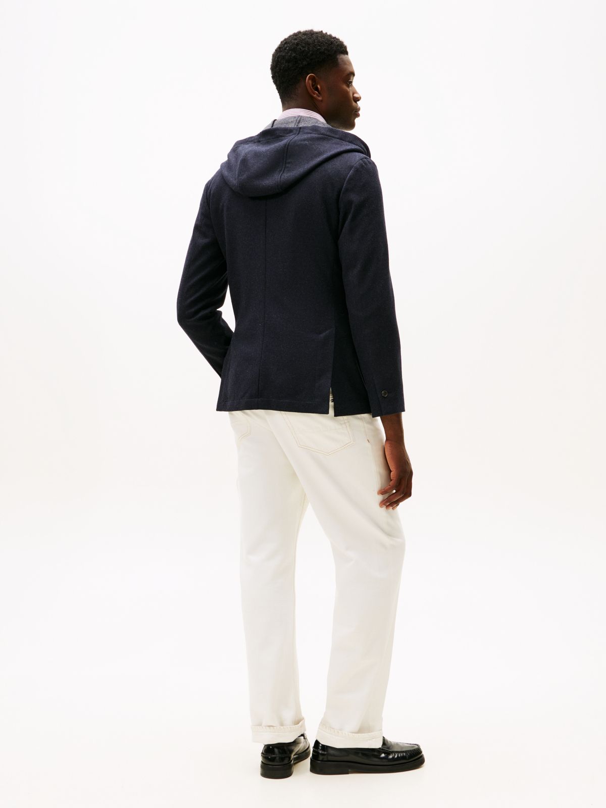 Smart Casual Wool Blend Hooded Blazer — Blue