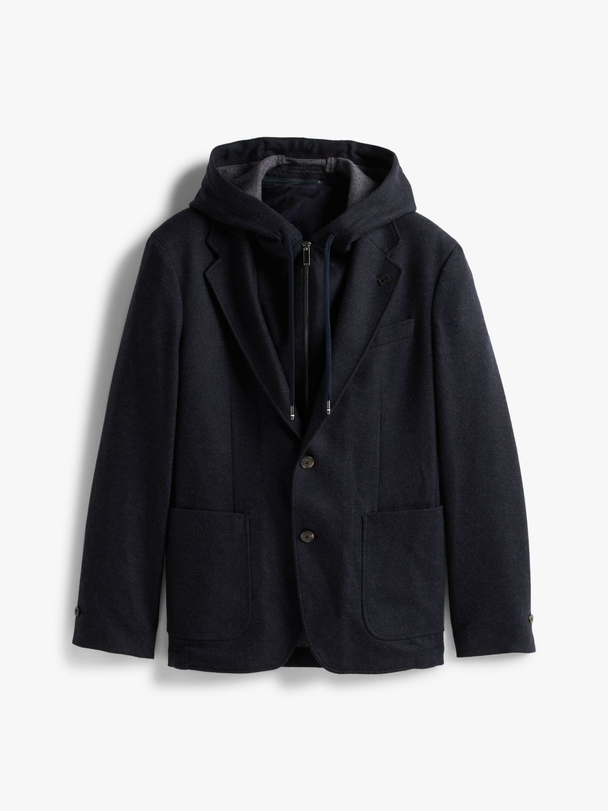 Smart Casual Wool Blend Hooded Blazer — Blue