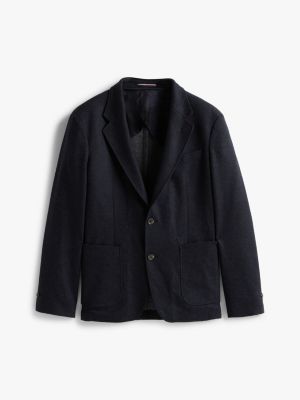 blazer monopetto smart casual in misto lana blu da uomini tommy hilfiger