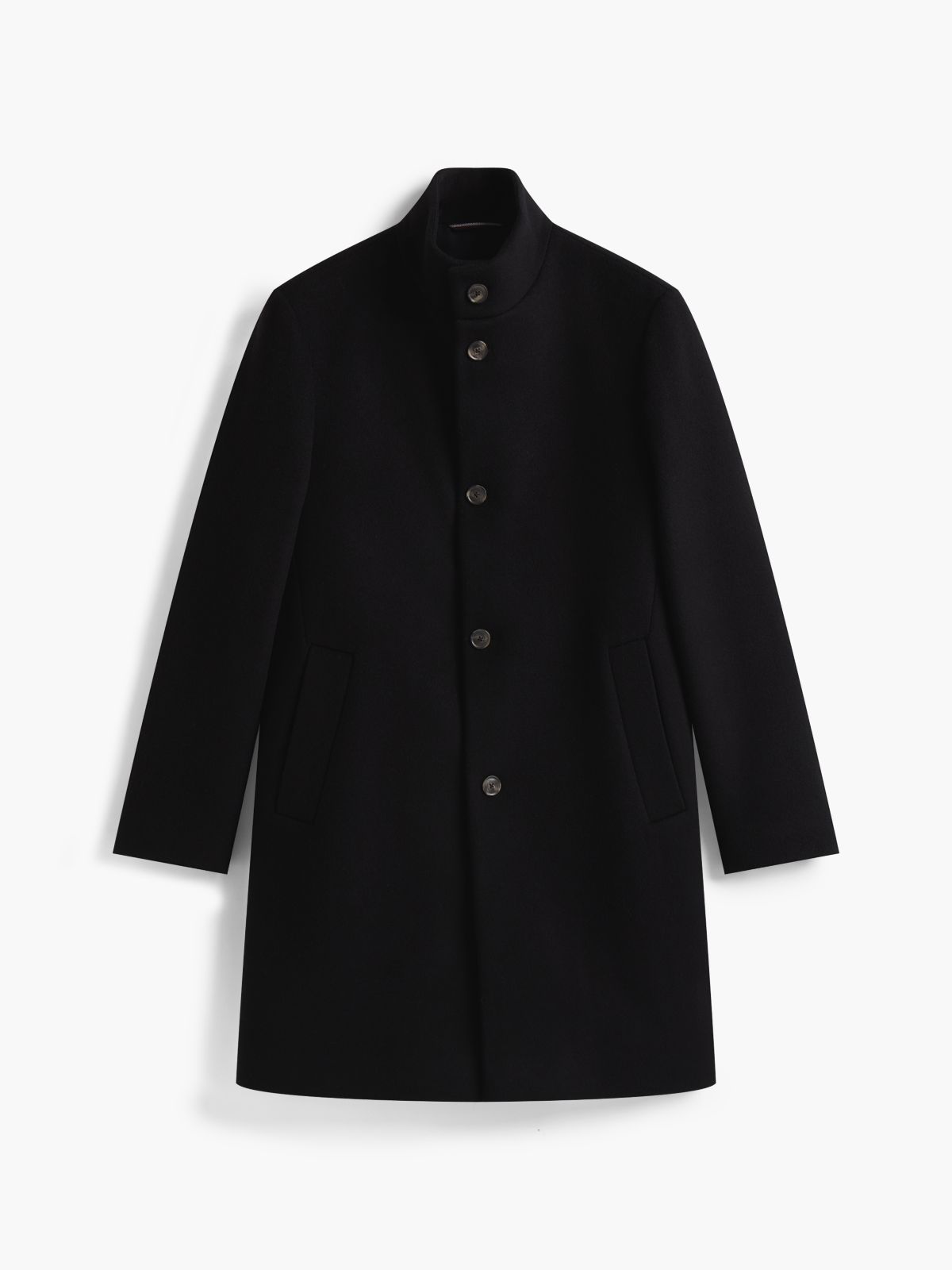 New York Label Wool Blend Coat — Black