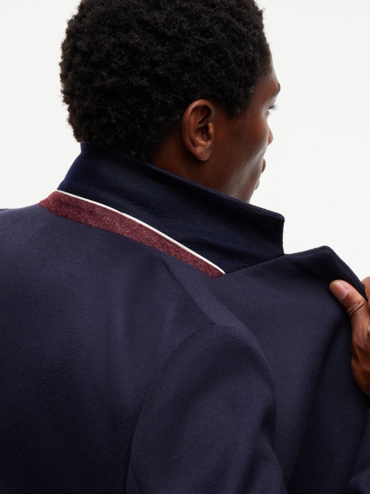 New York Label Wool Blend Coat — Blue
