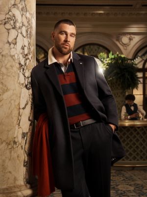 blue new york label wool blend coat for men tommy hilfiger