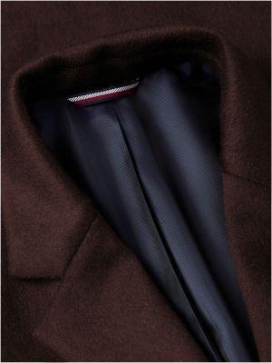 manteau new york label en laine mélangée marron pour hommes tommy hilfiger