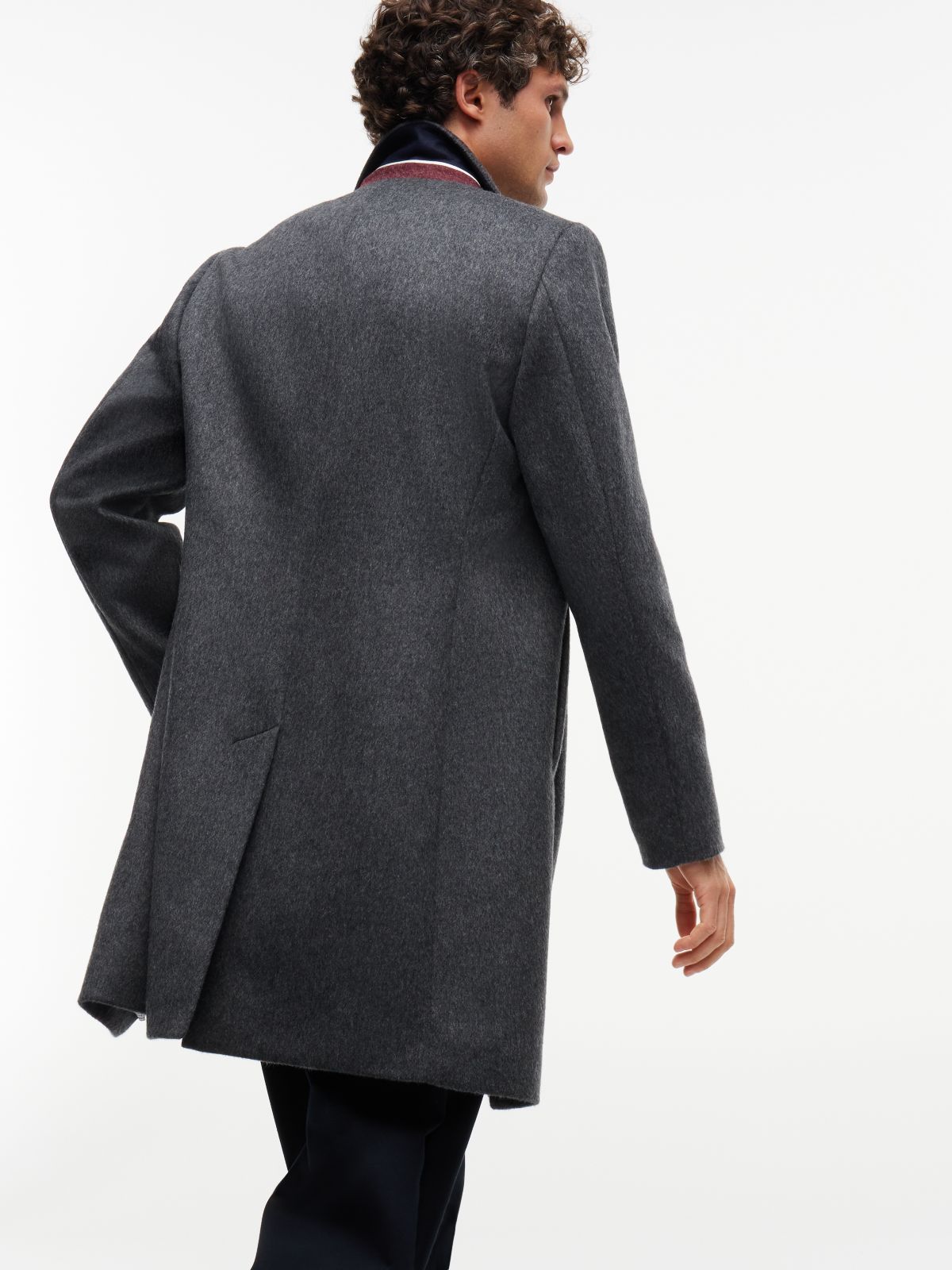 New York Label Wool Blend Coat — Grey