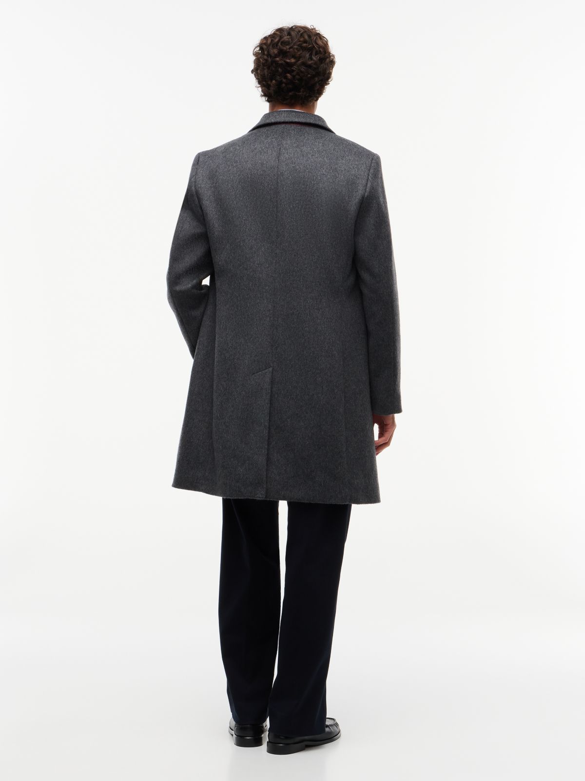 New York Label Wool Blend Coat — Grey
