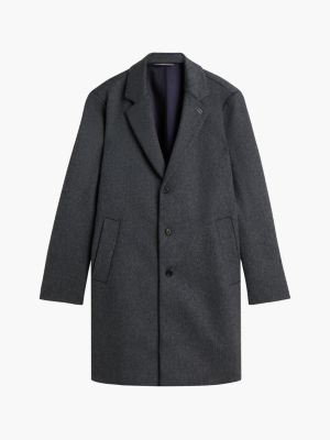 abrigo new york label en mezcla de lana gris de hombres tommy hilfiger
