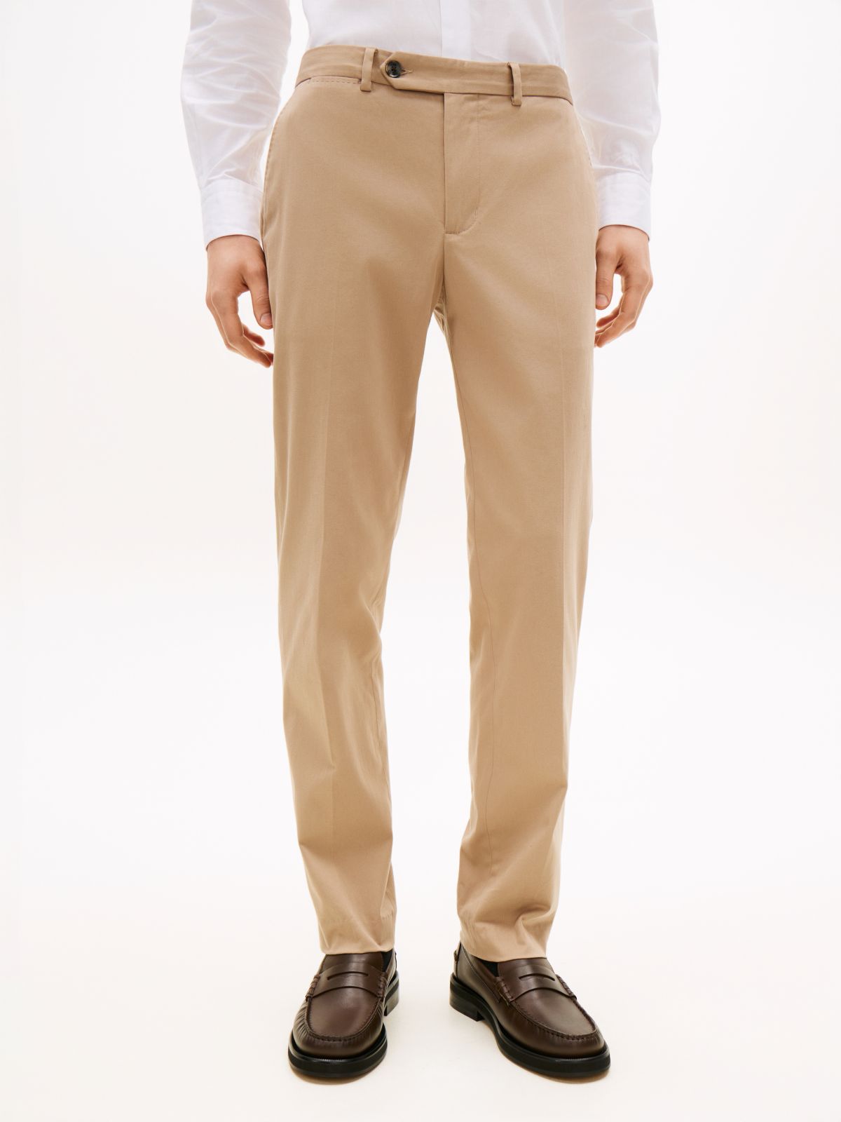 New York Label Denton Slim Straight Chinos — Beige