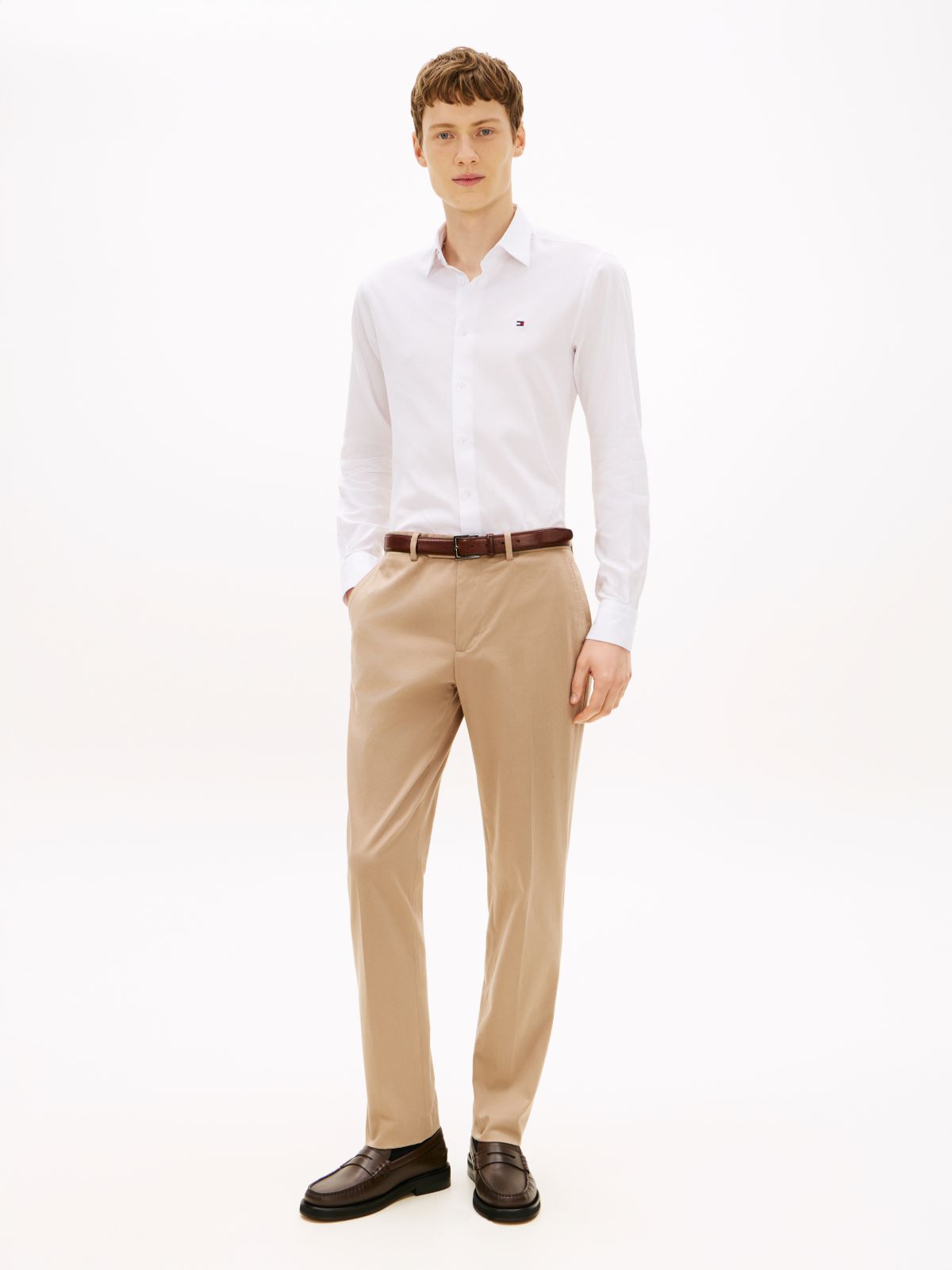 New York Label Denton Slim Straight Chinos — Beige