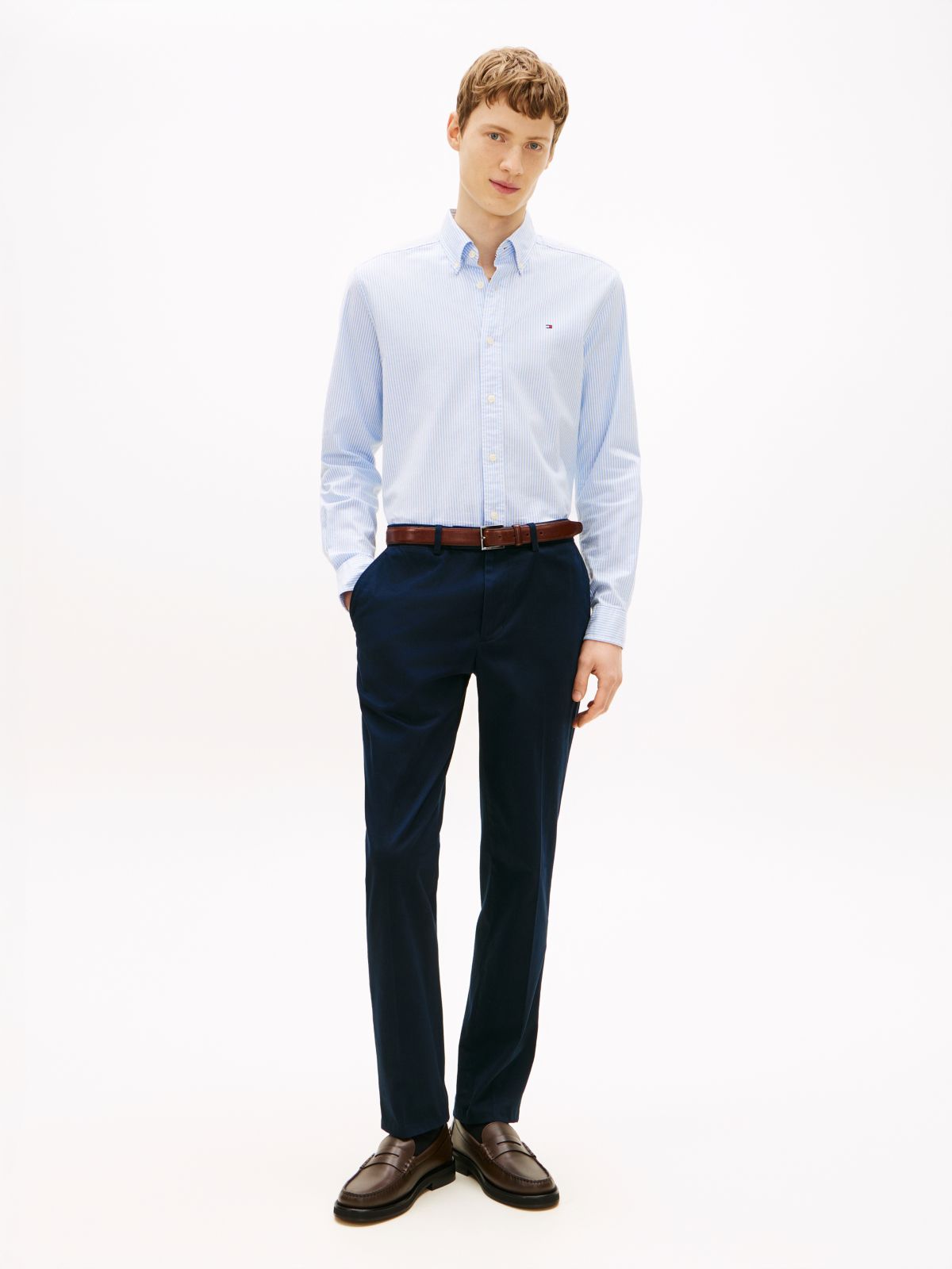 New York Label Denton Slim Straight Chinos — Blue