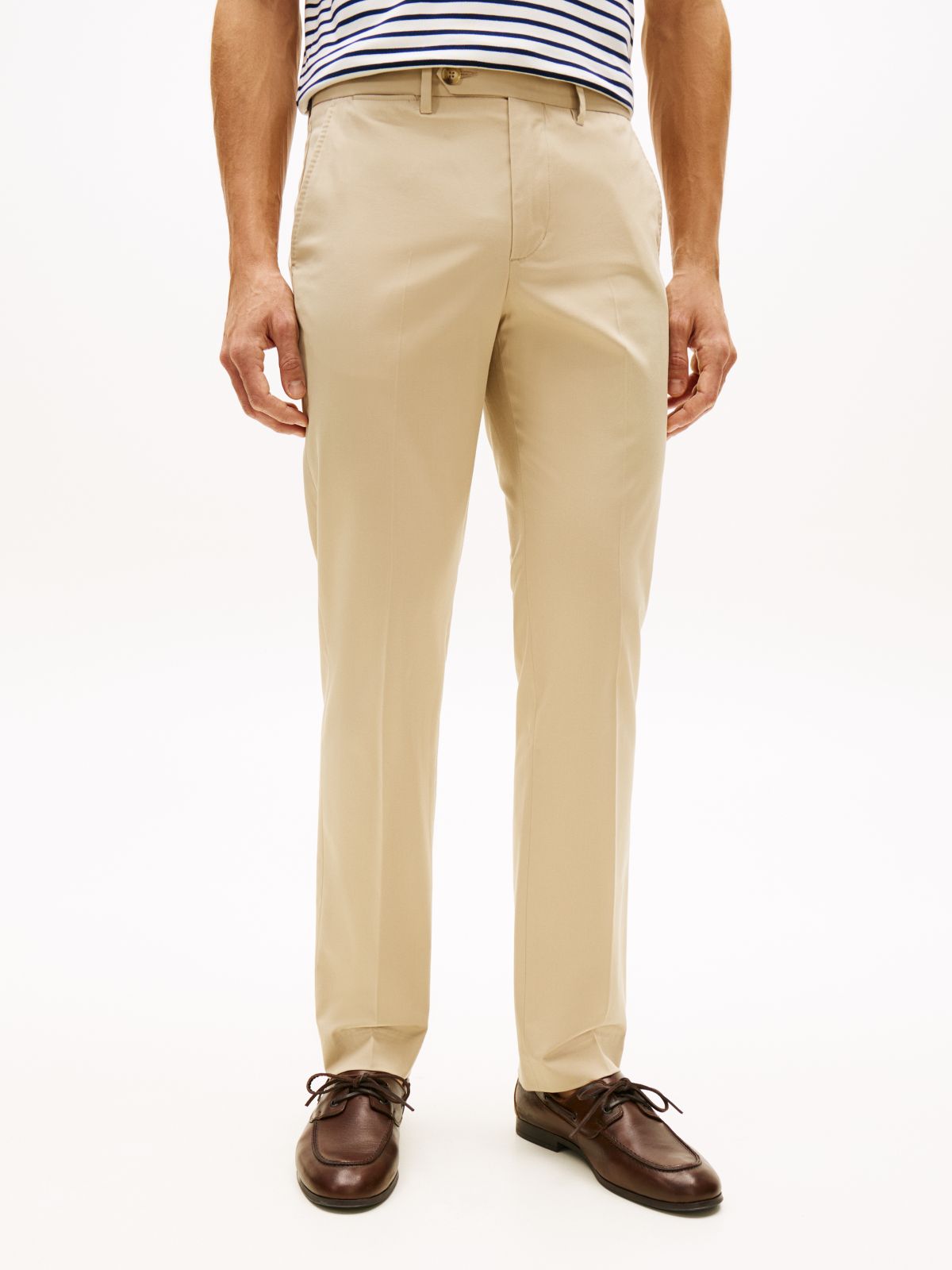 New York Label Denton Slim Straight Chinos — Khaki