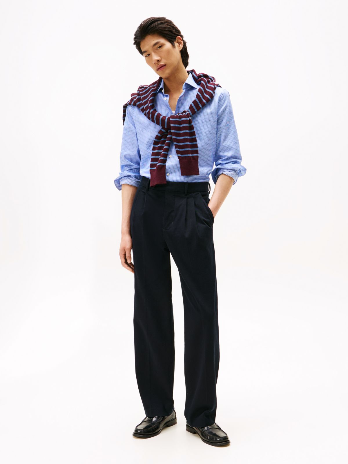 Smart Casual Slim Fit Check Dobby Shirt — Blue