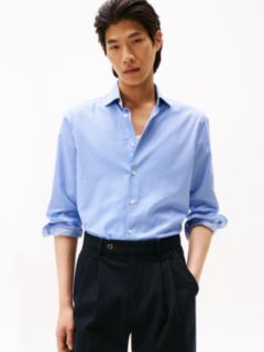 Smart Casual Slim Fit Check Dobby Shirt — Blue 1