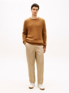 Crew Neck Jumper With Alpaca — Brown 3