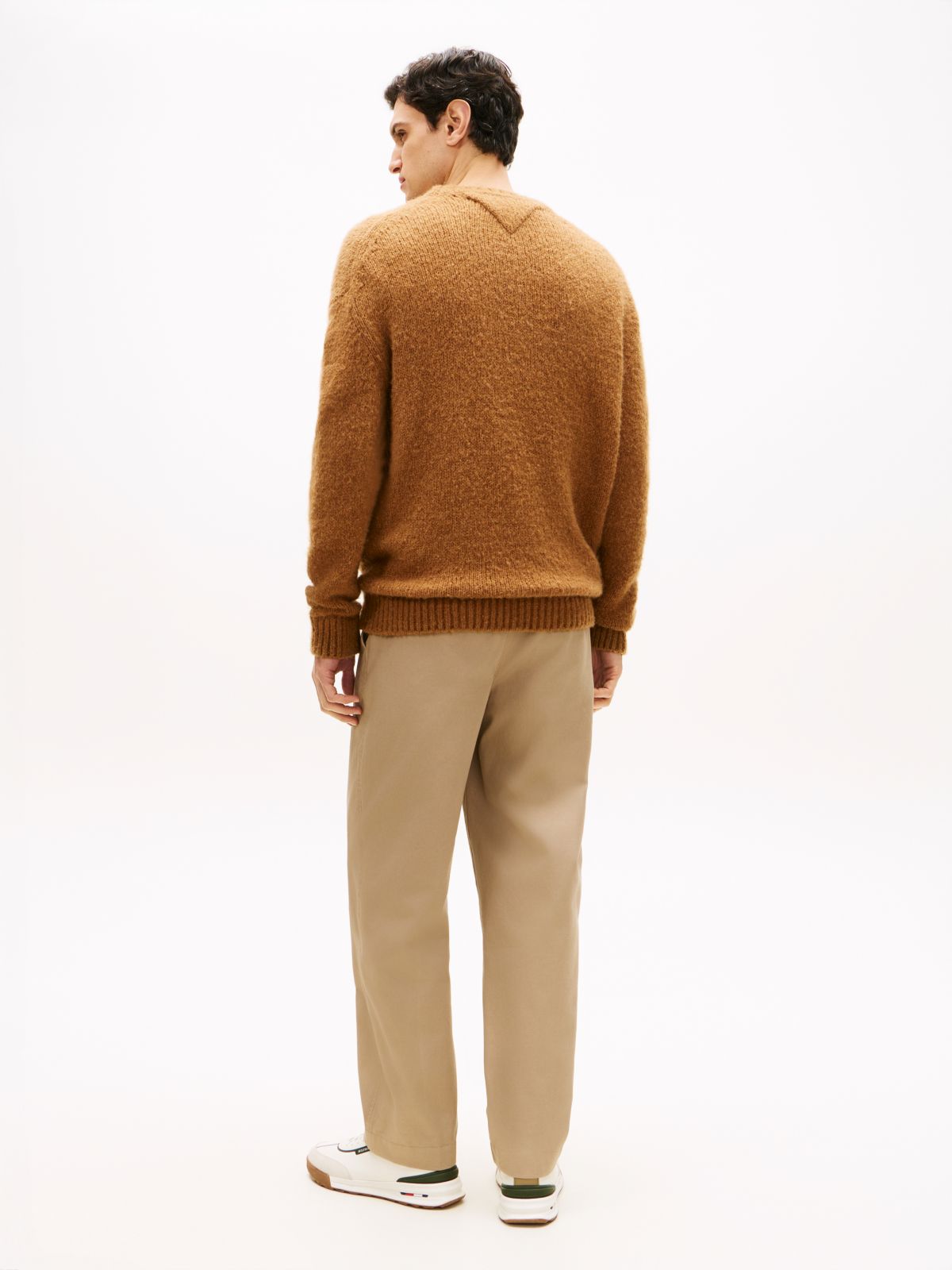 Crew Neck Jumper With Alpaca — Brown