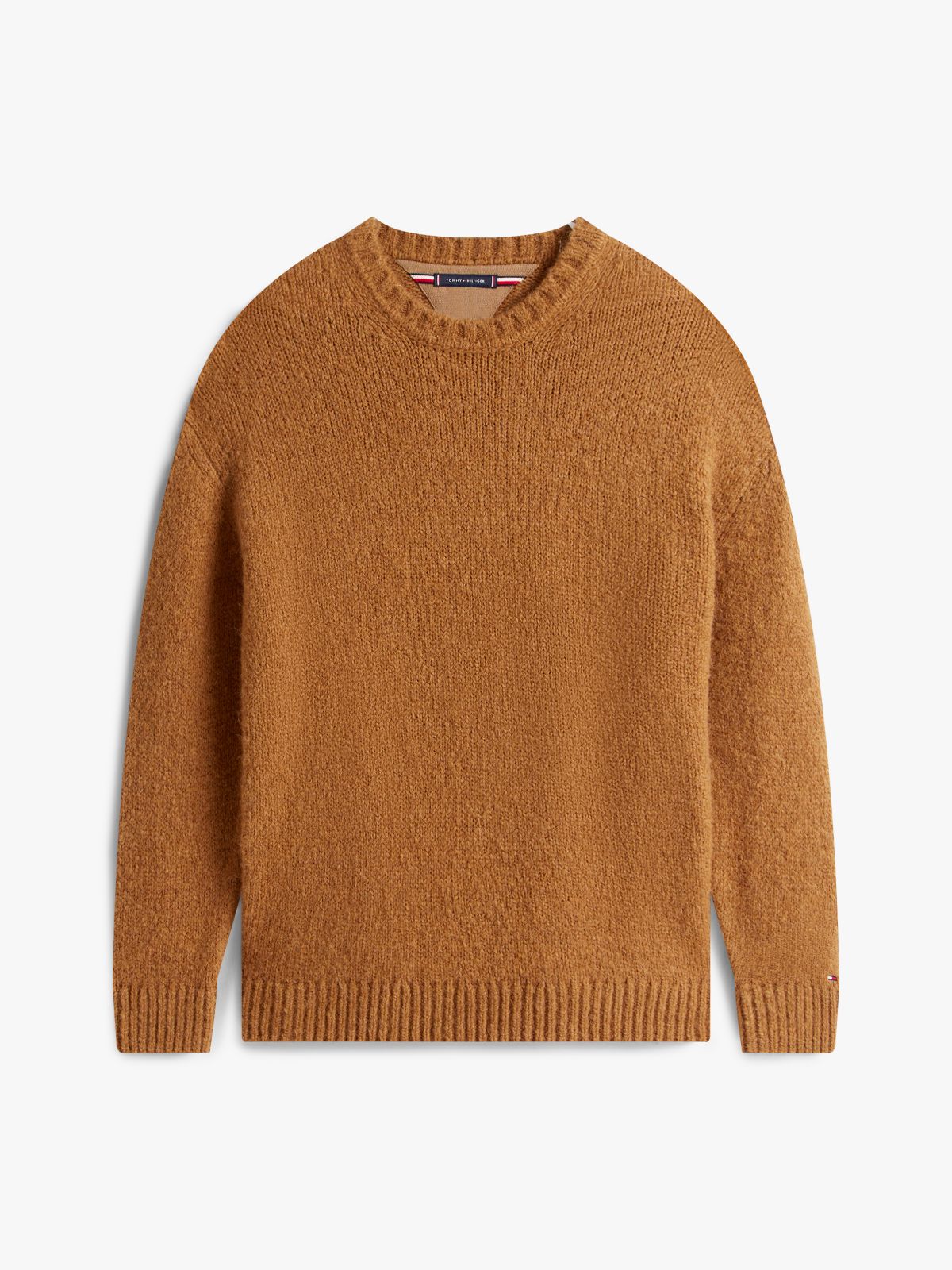 Crew Neck Jumper With Alpaca — Brown