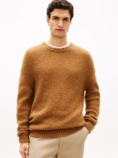Crew Neck Jumper With Alpaca — Brown 1