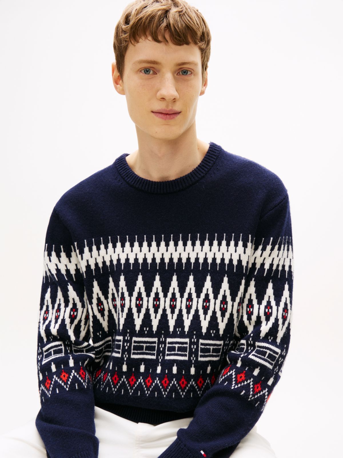 Fair Isle Lambswool Blend Relaxed Jumper — Blue