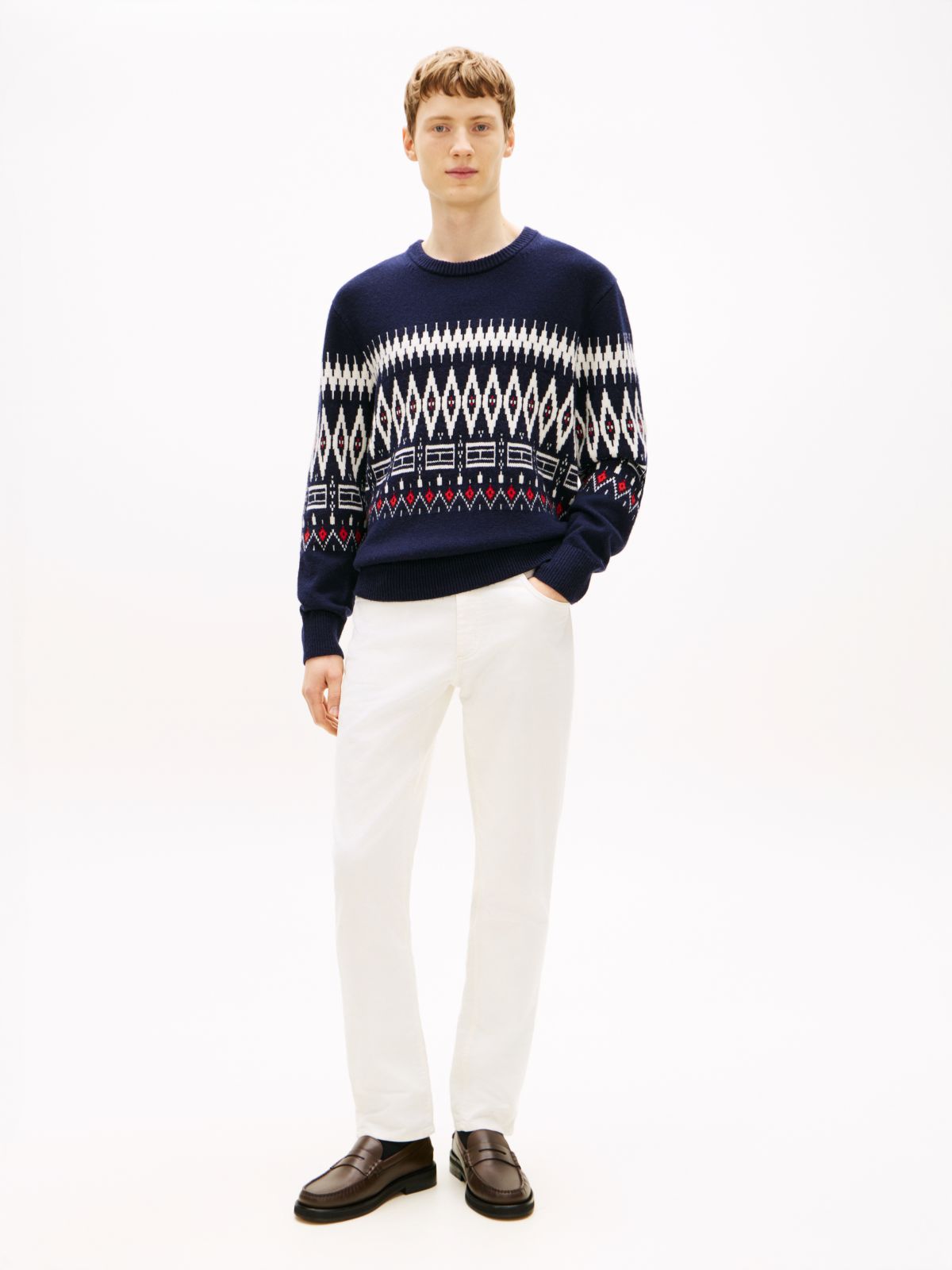 Fair Isle Lambswool Blend Relaxed Jumper — Blue