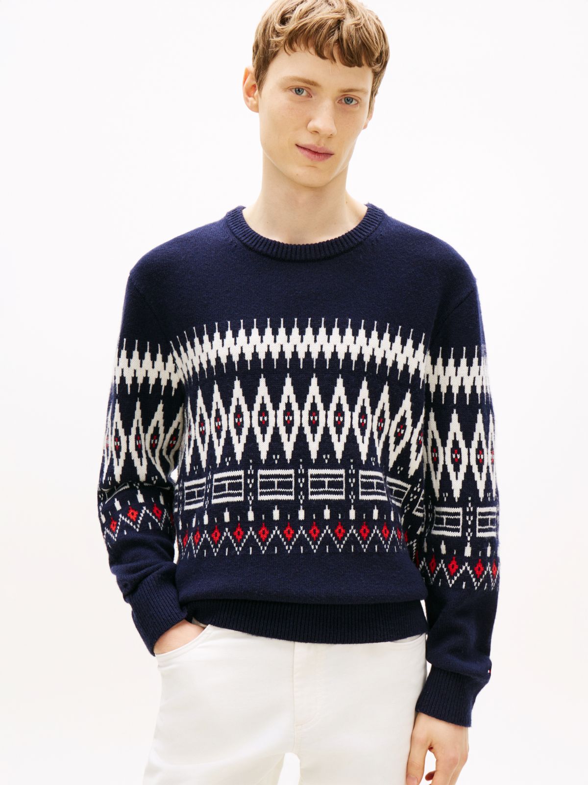 Fair Isle Lambswool Blend Relaxed Jumper — Blue
