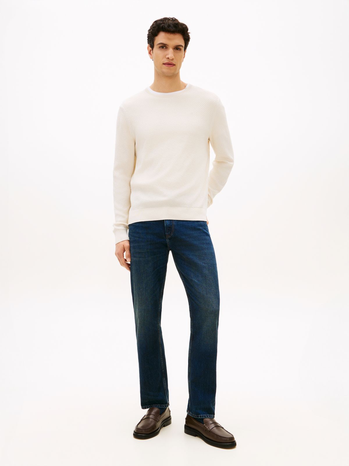 Smart Casual Thermoregulating Rib-Knit Jumper — Beige