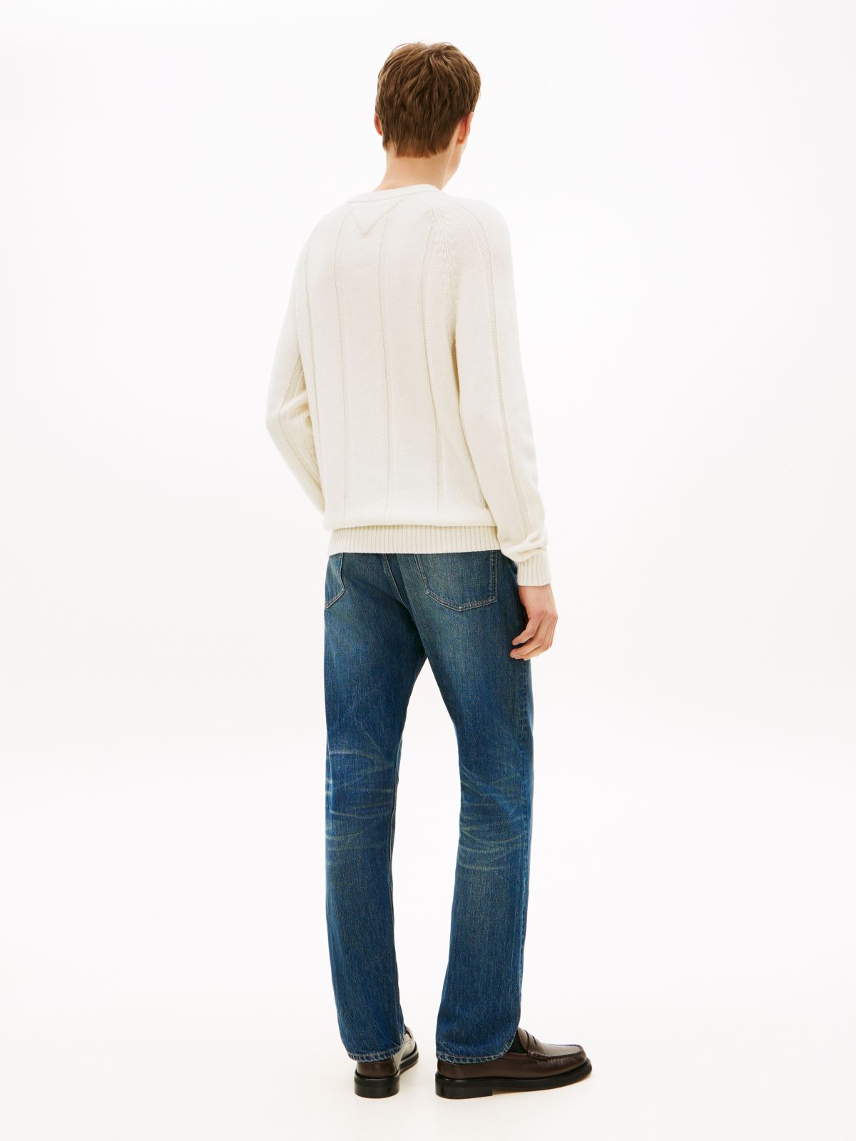 Smart Casual Textured Wool Blend Jumper — Beige