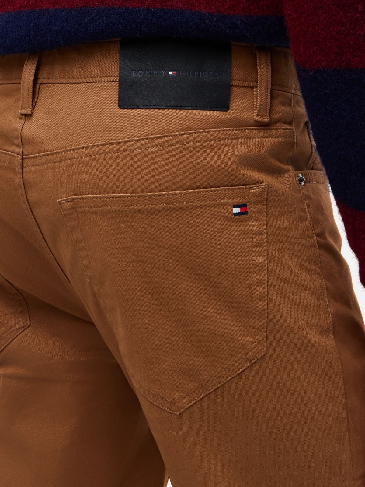 Denton Slim Straight Leg Five-Pocket Trousers — Brown