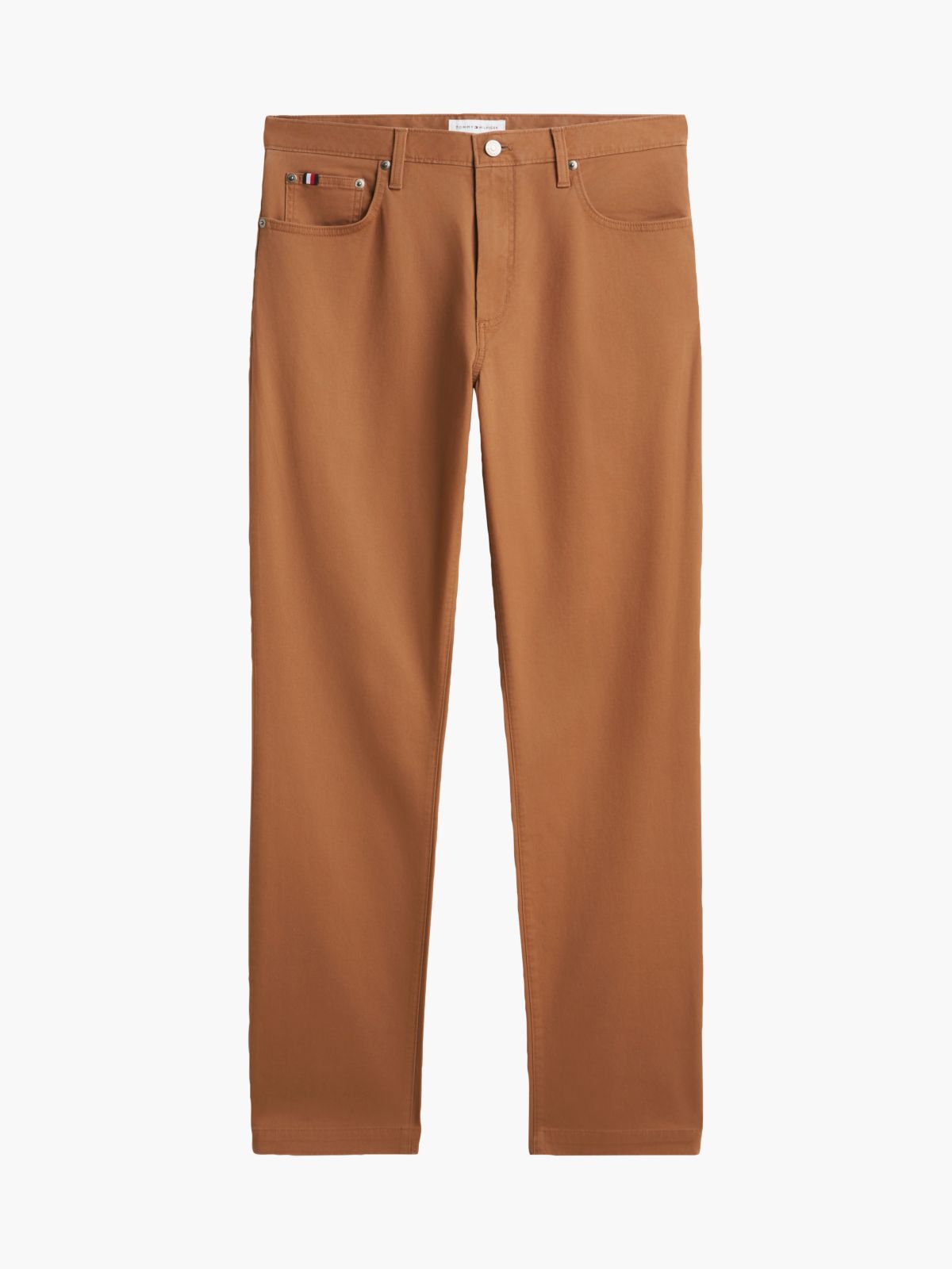 Denton Slim Straight Leg Five-Pocket Trousers — Brown