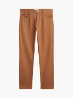 Denton Slim Straight Leg Five-Pocket Trousers — Brown 5