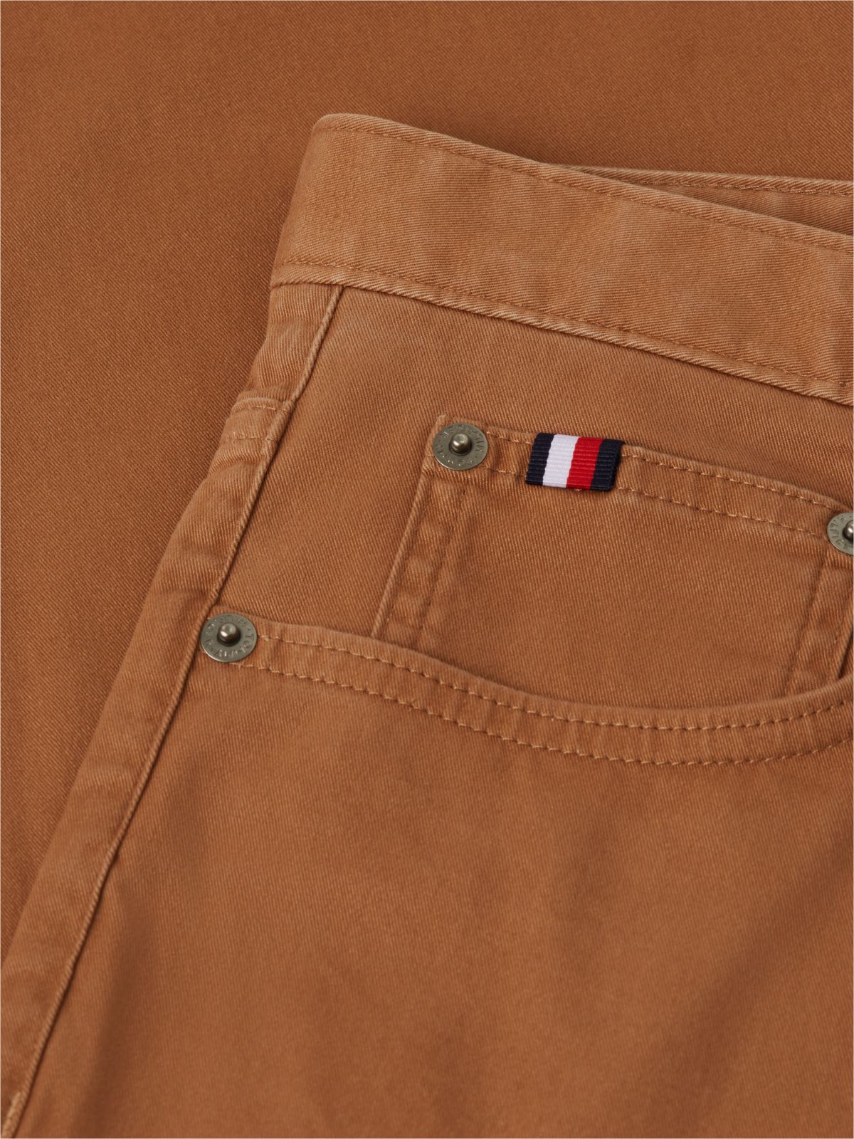 Denton Slim Straight Leg Five-Pocket Trousers — Brown