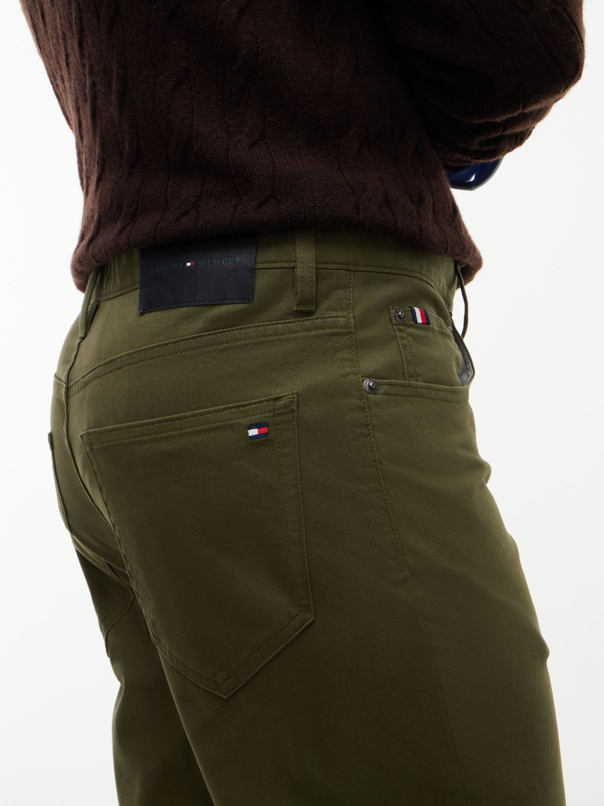 Denton Slim Straight Leg Five-Pocket Trousers — Green