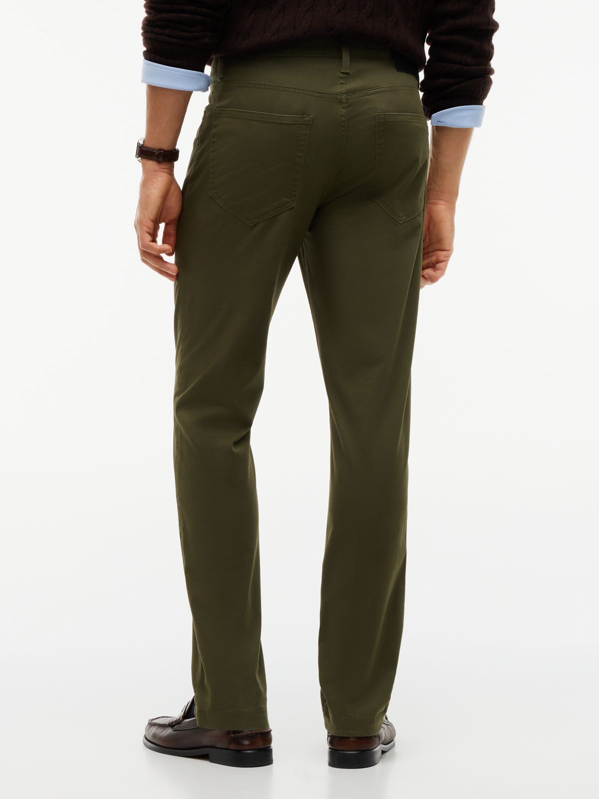 Denton Slim Straight Leg Five-Pocket Trousers — Green