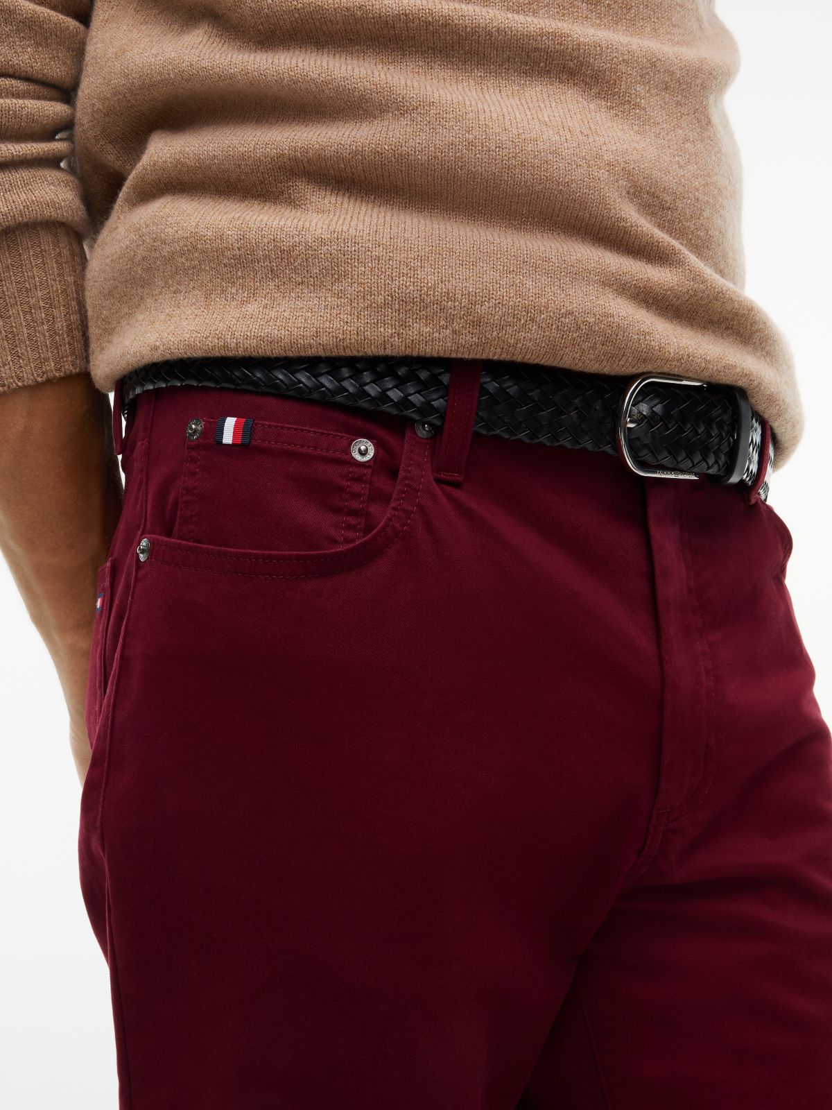 Denton Slim Straight Leg Five-Pocket Trousers — Purple