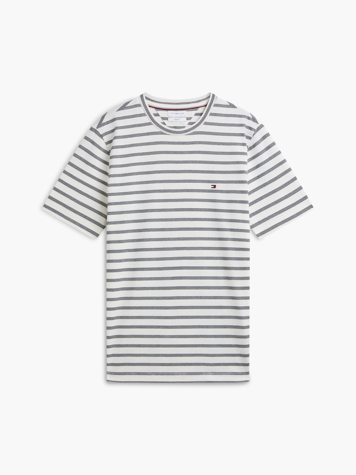 Flag Embroidery Stripe Jersey T-Shirt — Blue