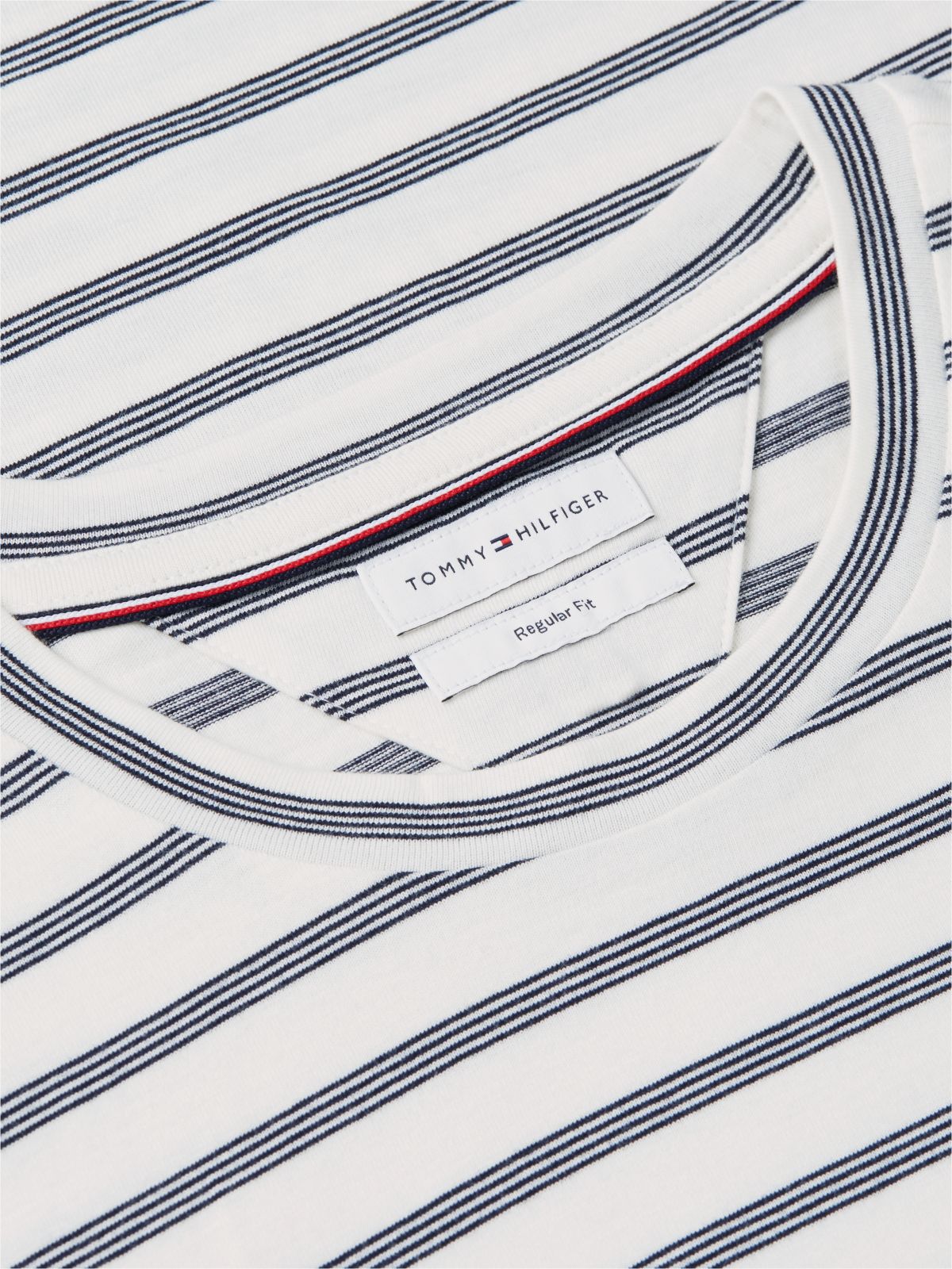 Flag Embroidery Stripe Jersey T-Shirt — Blue