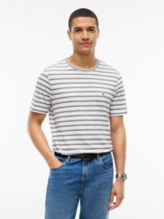 Flag Embroidery Stripe Jersey T-Shirt — Blue 1